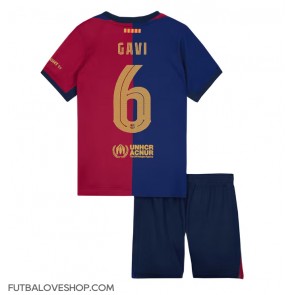 Dres Barcelona Paez Gavi #6 Domáci pre deti 2024-25 Krátky Rukáv (+ trenírky)